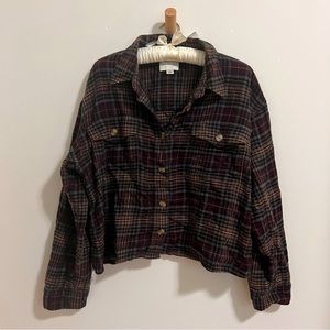Plaid Cropped Flannel Top